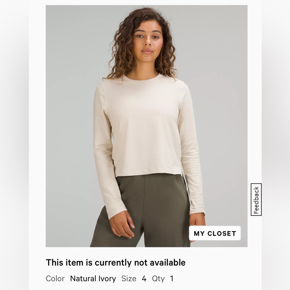 Lululemon Classic-Fit Cotton-Blend Long Sleeve Shirt - Natural Ivory Sz 4